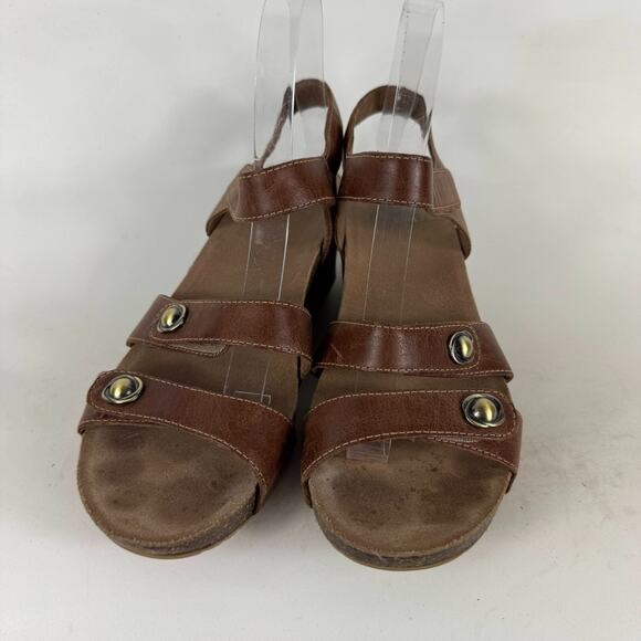 Dansko Savannah Strappy Sandals Women's 8.5 Brown Leather Ankle Strap Wedge - Picture 4 of 10